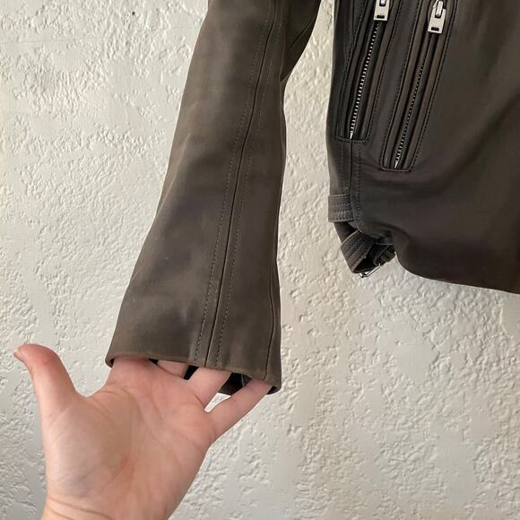 Iro Han Brown Leather Moto Biker Motorcycle Jacket size 36 size Small - Picture 2 of 13